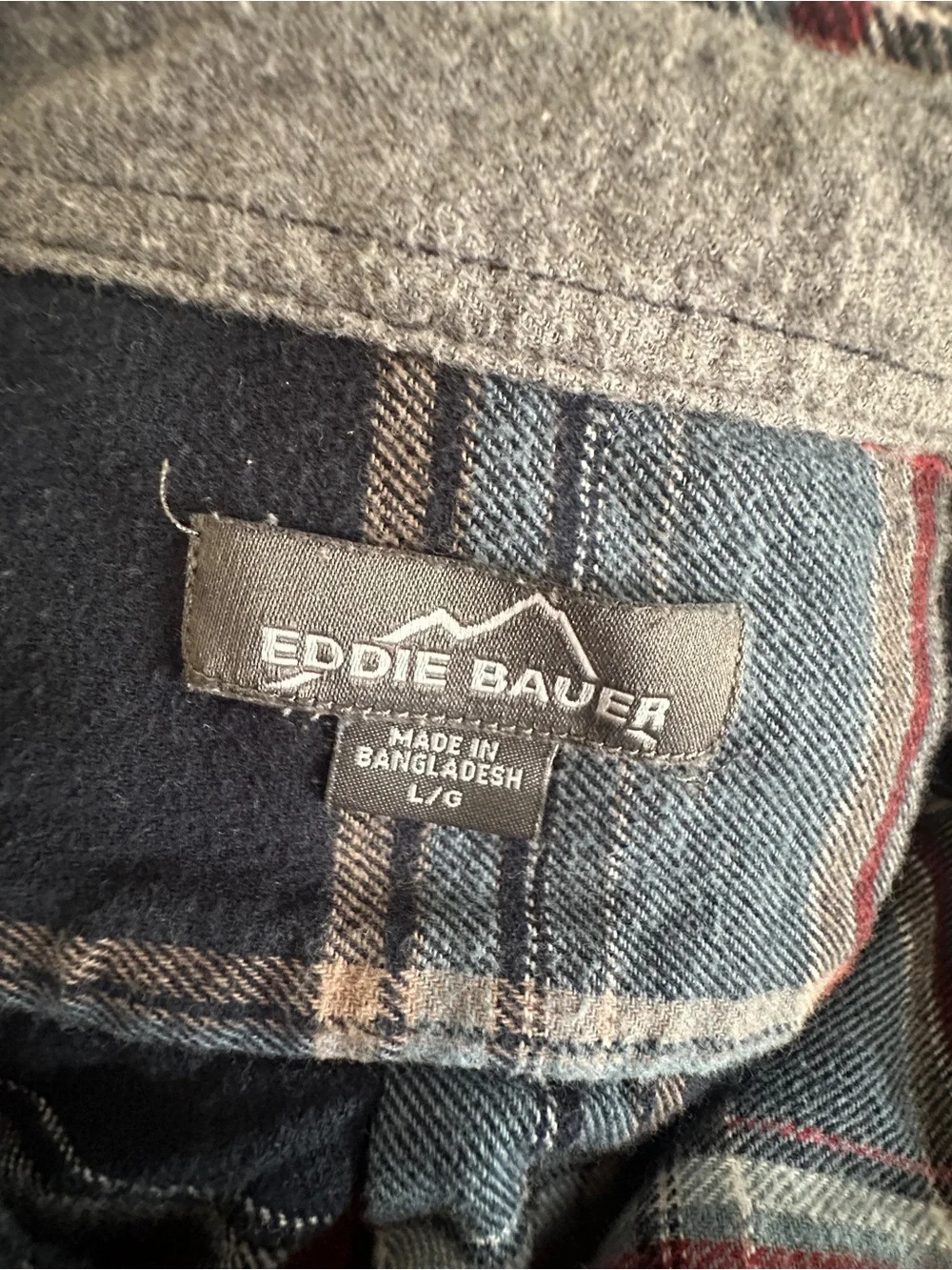 Eddie Bauer Blue Plaid Flannel Shirt Men’s Large‎